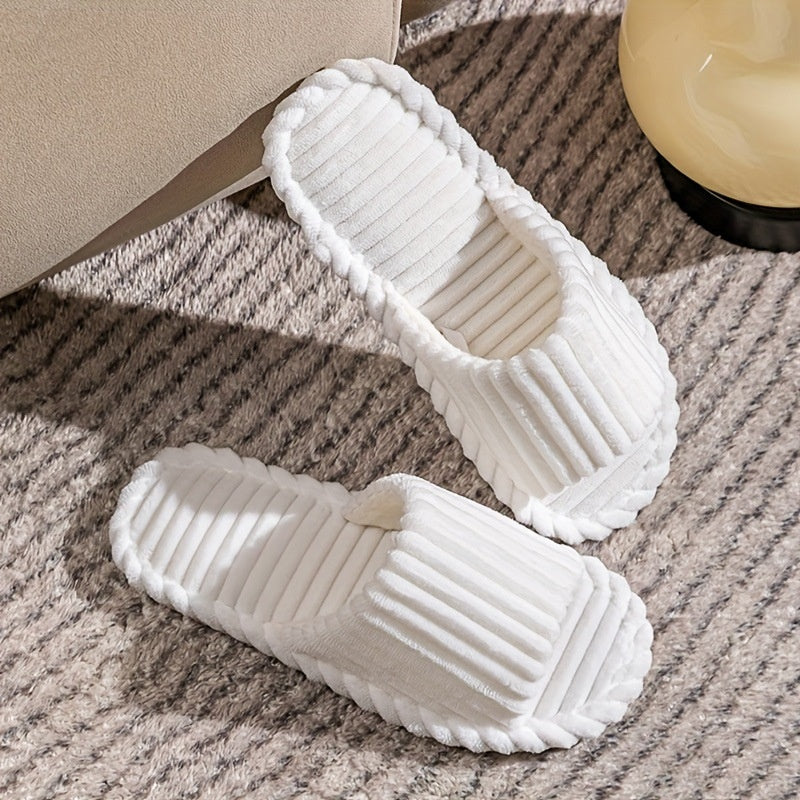 Men's Corduroy Striped Open Universal Indoor Corduroy Slippers