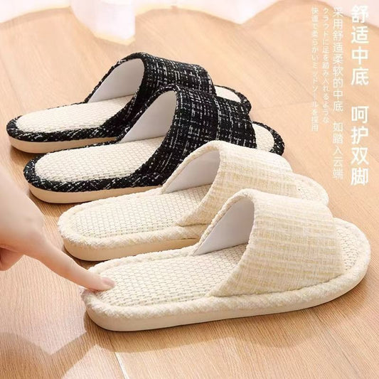 Indoor Summer Sweat Absorbing Cotton And Linen Slippers