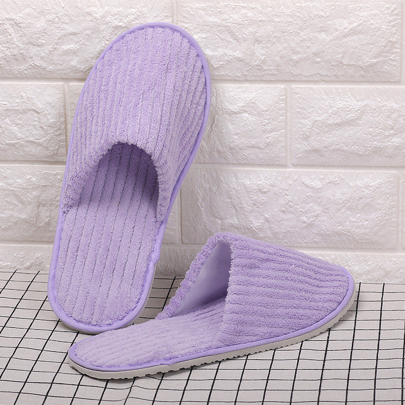 Disposable Eva Hotel Strip Coral Velvet Slippers