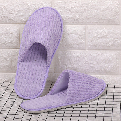 Disposable Eva Hotel Strip Coral Velvet Slippers