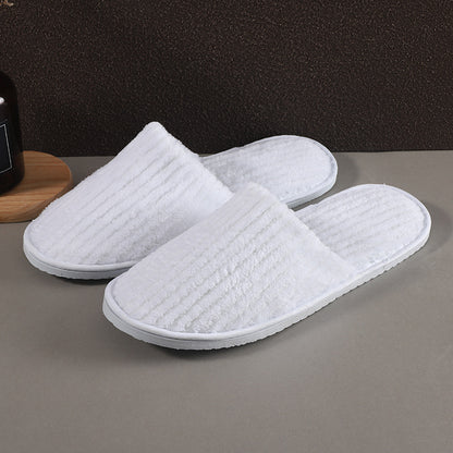 Disposable Eva Hotel Strip Coral Velvet Slippers