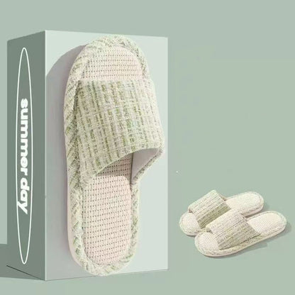 Indoor Summer Sweat Absorbing Cotton And Linen Slippers