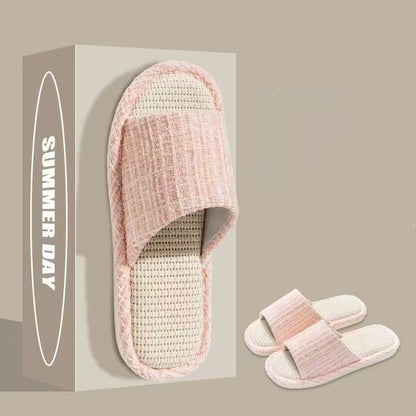 Indoor Summer Sweat Absorbing Cotton And Linen Slippers