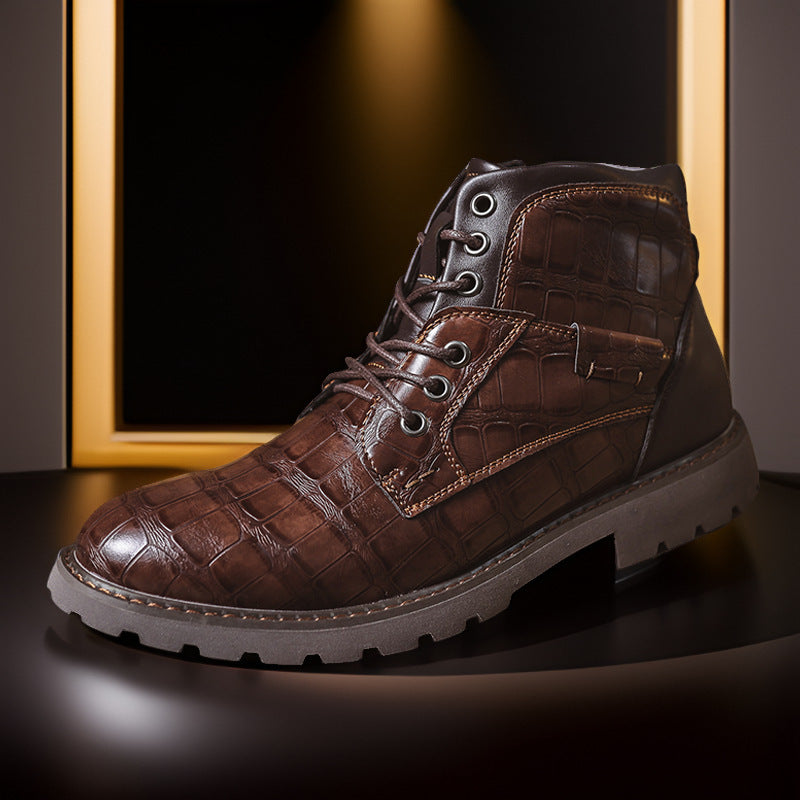 Retro Casual Outdoor Side Zipper Leather Boots