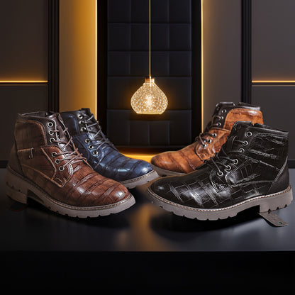 Retro Casual Outdoor Side Zipper Leather Boots