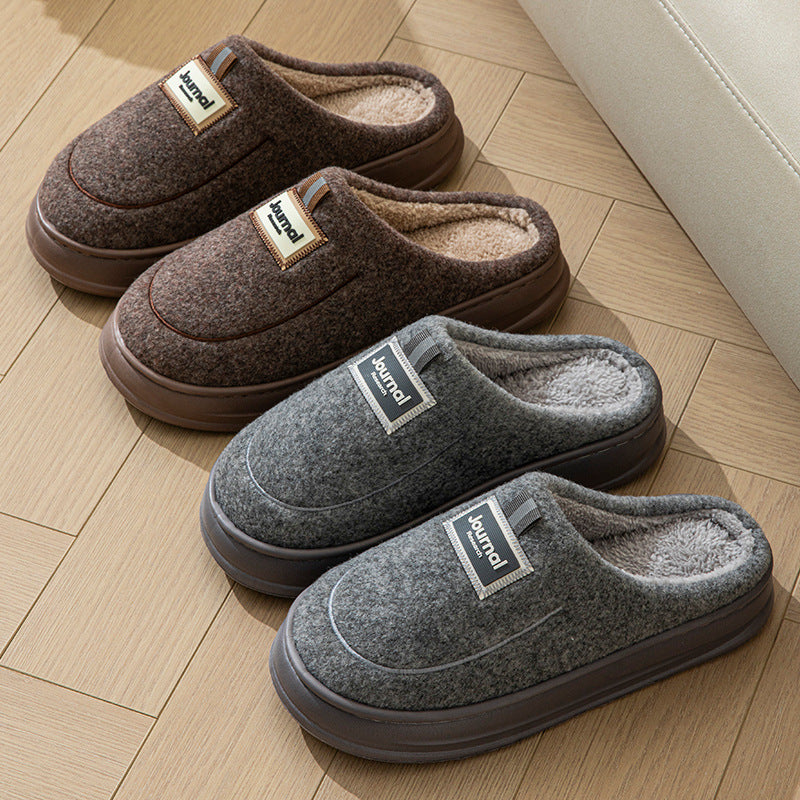 Men's Warm Thickened Bottom Plus Size Cotton Slippers