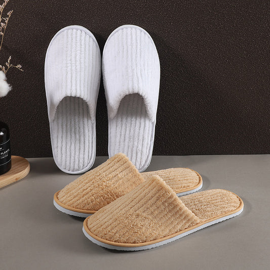 Disposable Eva Hotel Strip Coral Velvet Slippers