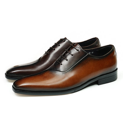 Mens Formal Leather Dress Shoes In British Style With A Color-block Design