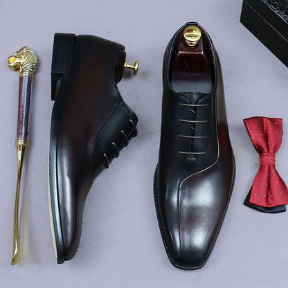 Mens Formal Leather Dress Shoes In British Style With A Color-block Design