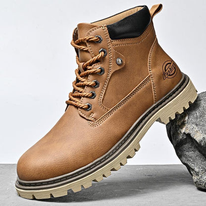 Genuine Leather Men's Shoes Mid-top Men's Casual Martin Boots