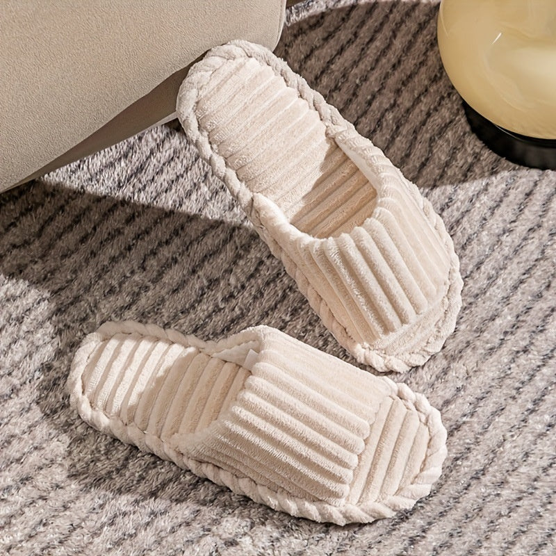 Men's Corduroy Striped Open Universal Indoor Corduroy Slippers
