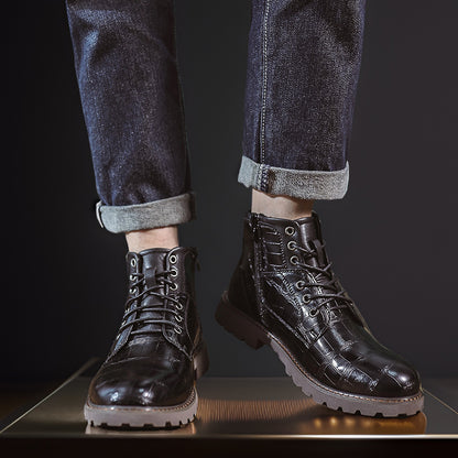 Retro Casual Outdoor Side Zipper Leather Boots