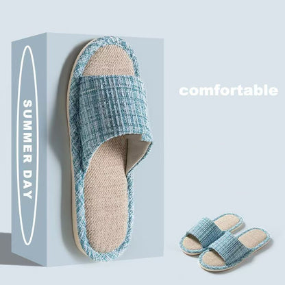 Indoor Summer Sweat Absorbing Cotton And Linen Slippers