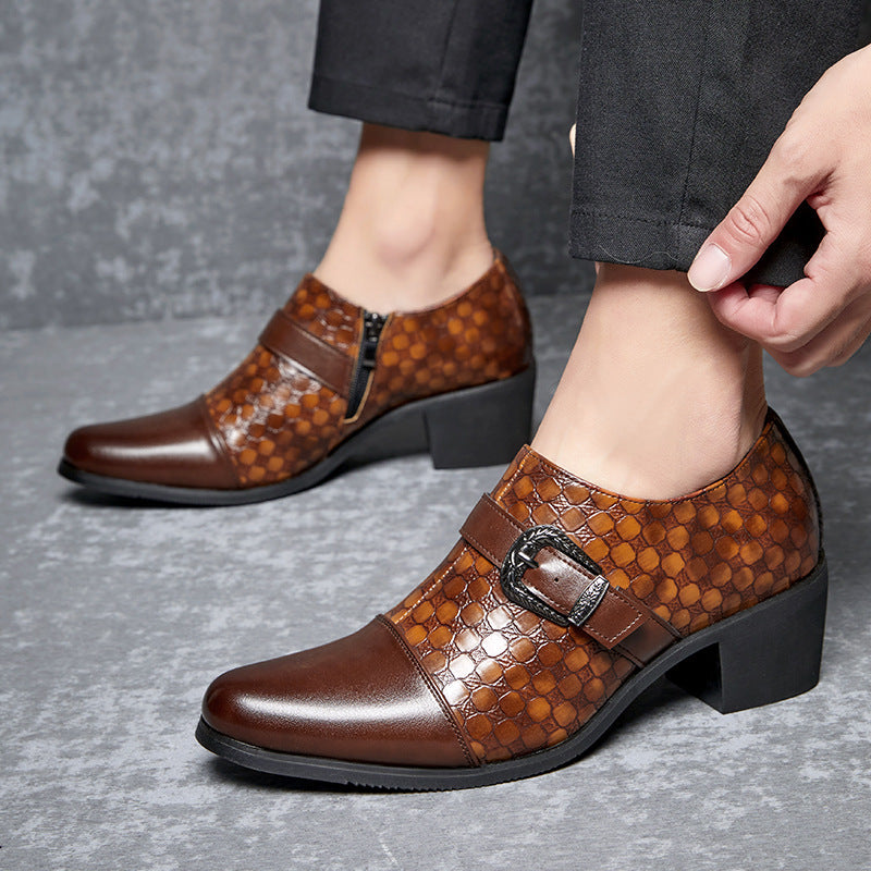 Shoes Fashionable Snakeskin Cuban Leather Shoes For Men