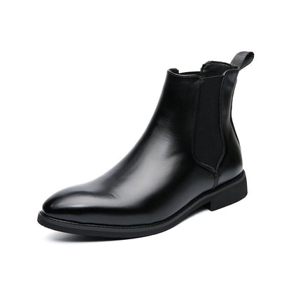 Fleece Leather Men's Fashion Trend Slip-on Ankle Boots