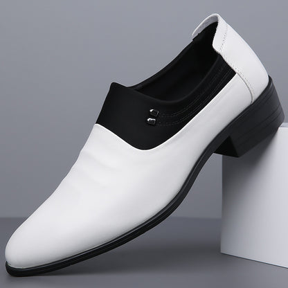 Men's British Business Soft Leather Pointed Toe Youth Leather White Shoes Pumps