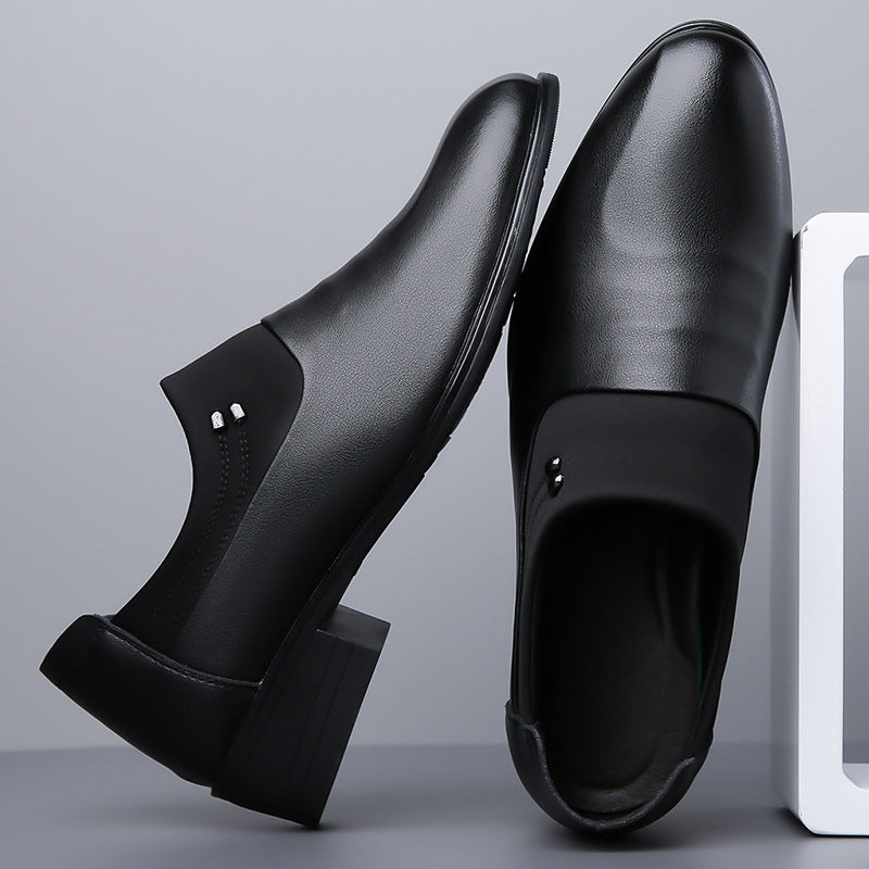 Men's British Business Soft Leather Pointed Toe Youth Leather White Shoes Pumps