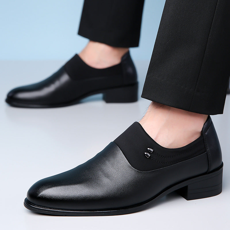 Men's British Business Soft Leather Pointed Toe Youth Leather White Shoes Pumps