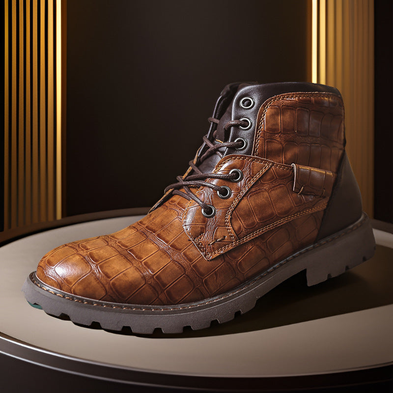 Retro Casual Outdoor Side Zipper Leather Boots