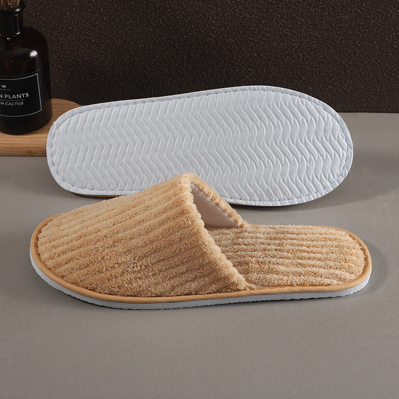 Disposable Eva Hotel Strip Coral Velvet Slippers